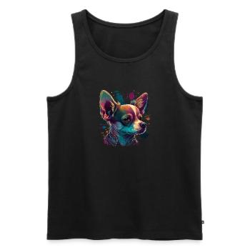 Chihuahua | Bunte Kunst Schöner Hund - Männer Premium Bio Tank Top - Schwarz - Vorne - Michal (187cm)