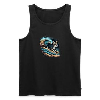 Chihuahua | Surf Cool Planche Surfeur Océan Chien - Débardeur bio Premium Homme - noir - Devant - Michal (187cm)