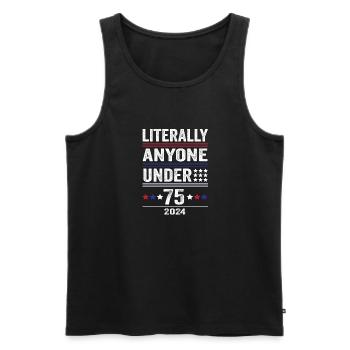 Littéralement n’importe qui de moins de 75 ans drôle de président - Débardeur bio Premium Homme - noir - Devant - AI Model Male 178 light (178cm)