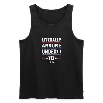 Littéralement n’importe qui de moins de 70 ans drôle de président - Débardeur bio Premium Homme - noir - Devant - AI Model Male 178 light (178cm)