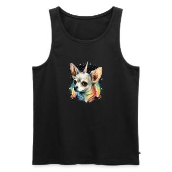 Chihuahua | Bunt Regenbogen LGBTQ Einhorn Hund - Männer Premium Bio Tank Top - Schwarz - Vorne - Michal (187cm)