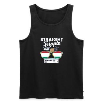 Straight Trippin' Hongrie Vacation Tour Voyage - Débardeur bio Premium Homme - noir - Devant - AI Model Male 178 light (178cm)