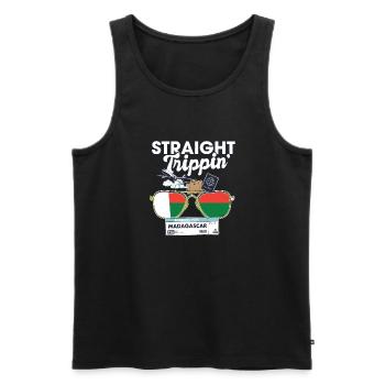 Straight Trippin' Madagascar Vacation Tour Voyage - Débardeur bio Premium Homme - noir - Devant - AI Model Male 178 light (178cm)