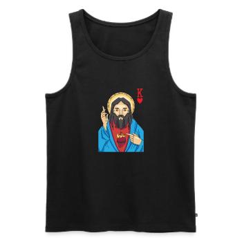 Jésus-Christ est Roi De Cœur Religieux Chrétien - Débardeur bio Premium Homme - noir - Devant - Michal (187cm)