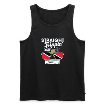 Straight Trippin' Trinité-et-Tobago Vacances - Débardeur bio Premium Homme - noir - Devant - AI Model Male 178 light (178cm)