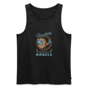 Cuisine juive Saumon Bagel Israël Casher - Débardeur bio Premium Homme - noir - Devant - AI Model Male 178 light (178cm)