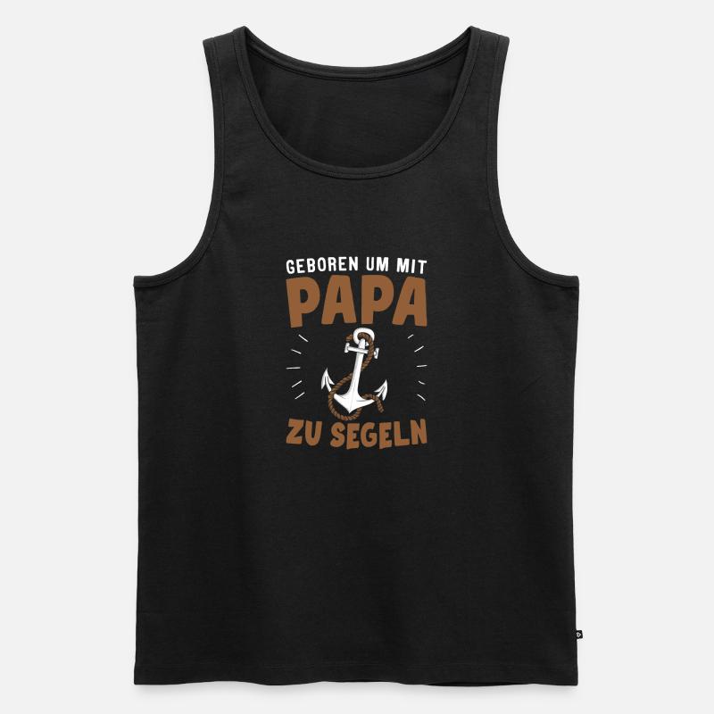 Papa Sohn Geschenk Segelboot - Männer Premium Bio Tank Top - Schwarz