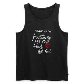 You best features are your heart and soul - Men's Premium Organic Tank Top - black - Front - AI Model Male 178 light (178cm)