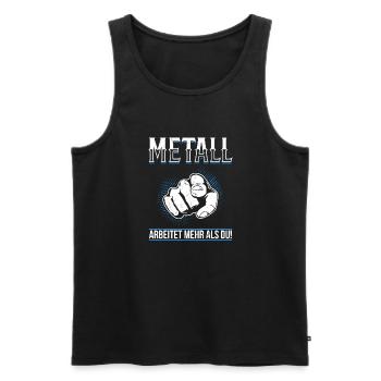 Metall arbeitet mehr als du - Handewrk Outfit - Männer Premium Bio Tank Top - Schwarz - Vorne - Michal (187cm)