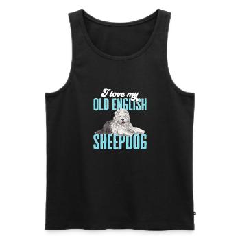 Vieux chien de berger anglais Sheepie Bobtail - Débardeur bio Premium Homme - noir - Devant - Michal (187cm)