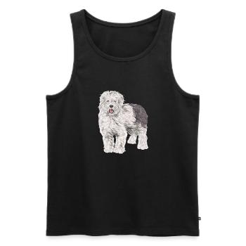 Vieux chien de berger anglais Sheepie Bobtail - Débardeur bio Premium Homme - noir - Devant - Michal (187cm)