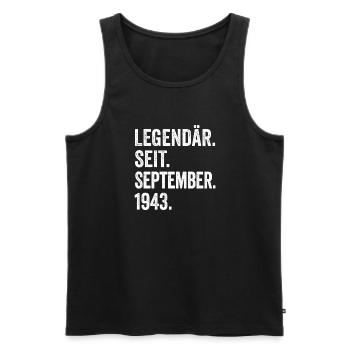 80. Geburtstag 80 Jahre Legendär Seit September - Männer Premium Bio Tank Top - Schwarz - Vorne - Michal (187cm)