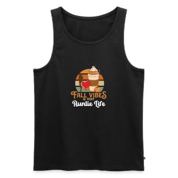 Fall Vibes That Auntie Life Proud Aunt Best Aunty - Männer Premium Bio Tank Top - Schwarz - Vorne - AI Model Male 178 light (178cm)