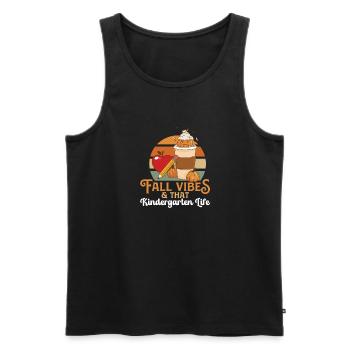 Fall Vibes That Kindergarten Life Teacher Student - Männer Premium Bio Tank Top - Schwarz - Vorne - AI Model Male 178 light (178cm)