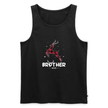 Red Plaid Reindeer Brother Christmas Xmas - Men's Premium Organic Tank Top - black - Front - AI Model Male 178 light (178cm)