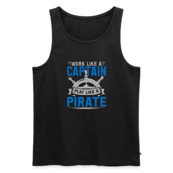 Work Like A Captain Play Like A Pirate - Men's Premium Organic Tank Top - black - Front - Michal (187cm)