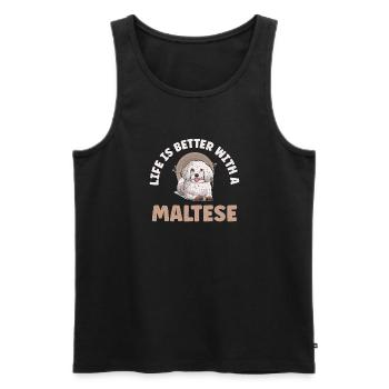 Cadeaux de propriétaire maltais - Débardeur bio Premium Homme - noir - Devant - Michal (187cm)
