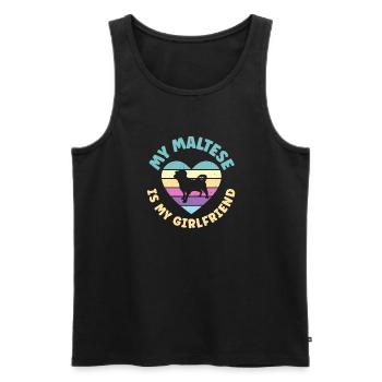 Maltese Owner Gifts - Men's Premium Organic Tank Top - black - Front - Michal (187cm)