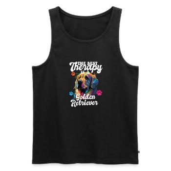 The Best Therapy Is A Golden Retriever Dog Mom - Männer Premium Bio Tank Top - Schwarz - Vorne - AI Model Male 178 light (178cm)
