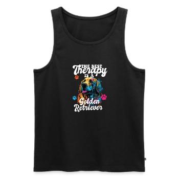 The Best Therapy Is A Golden Retriever Dog Mom - Männer Premium Bio Tank Top - Schwarz - Vorne - AI Model Male 178 light (178cm)