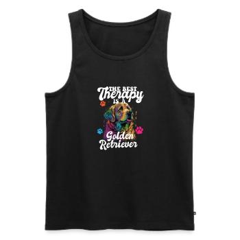 The Best Therapy Is A Golden Retriever Dog Mom - Männer Premium Bio Tank Top - Schwarz - Vorne - AI Model Male 178 light (178cm)