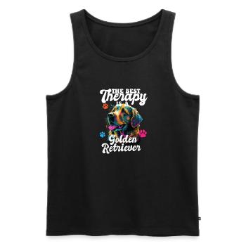 The Best Therapy Is A Golden Retriever Dog Mom - Männer Premium Bio Tank Top - Schwarz - Vorne - AI Model Male 178 light (178cm)