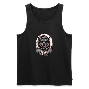LOUP GAROU costume 7 - Débardeur bio Premium Homme - noir - Devant - AI Model Male 178 light (178cm)