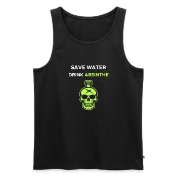 Wasser sparen, Absinth trinken - Männer Premium Bio Tank Top - Schwarz - Vorne - AI Model Male 178 light (178cm)