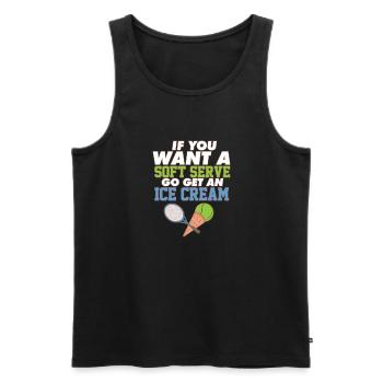 Tennis Drôle Si Vous Voulez Un Service Doux, Allez Chercher Un - Débardeur bio Premium Homme - noir - Devant - Michal (187cm)