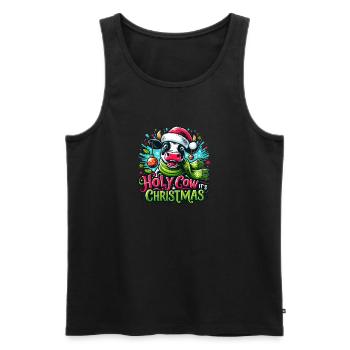 Holy Cow Its Christmas I Xmas Cow - Men's Premium Organic Tank Top - black - Front - Michal (187cm)