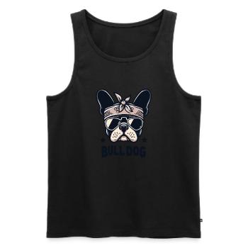 Bulldogge Coole Attitüde - Männer Premium Bio Tank Top - Schwarz - Vorne - AI Model Male 178 light (178cm)