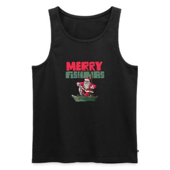 Merry Fishmas Drôle Père Noël Pêche Noël - Débardeur bio Premium Homme - noir - Devant - Michal (187cm)