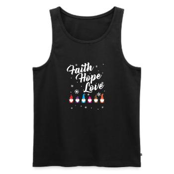 Religious Family Faith Hope Love Christmas Gnome - Men's Premium Organic Tank Top - black - Front - AI Model Male 178 light (178cm)
