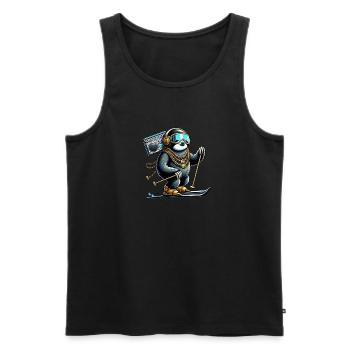 Cooles Faultier auf Ski - Lustiges Skifaultier - Männer Premium Bio Tank Top - Schwarz - Vorne - AI Model Male 178 light (178cm)