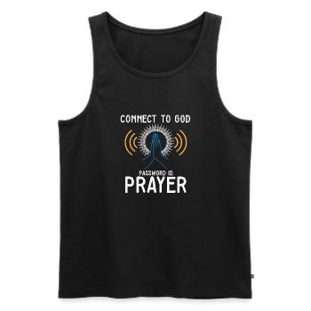 Connect to God I Love Jesus Believer Worship - Men's Premium Organic Tank Top - black - Front - AI Model Male 178 light (178cm)