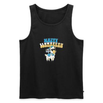 Hanukkah Jewish Costume Happy Llamakkah Llama - Men's Premium Organic Tank Top - black - Front - Michal (187cm)