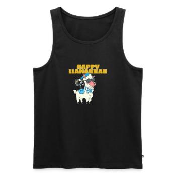 Happy Llamakkah Hanukkah Jewish Chrismukkah Llama - Men's Premium Organic Tank Top - black - Front - Michal (187cm)