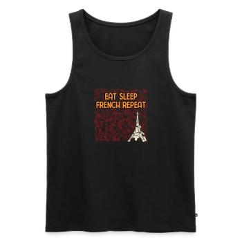 Eat Sleep French Repeat Funny Sarcastic Humor - Männer Premium Bio Tank Top - Schwarz - Vorne - Michal (187cm)