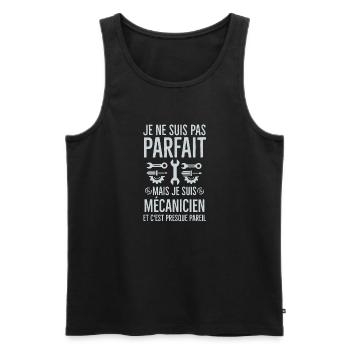 Humour mécanicien mécano - Débardeur bio Premium Homme - noir - Devant - AI Model Male 178 light (178cm)
