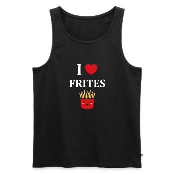I Love Fries - Men's Premium Organic Tank Top - black - Front - Michal (187cm)
