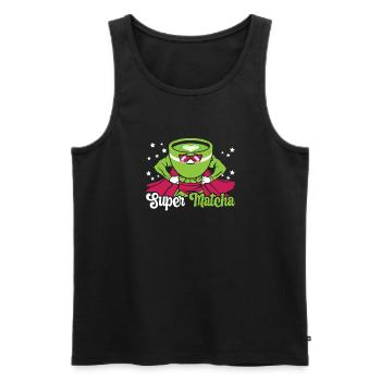 Amateur de thé Matcha Matcha dictons Tea Time - Débardeur bio Premium Homme - noir - Devant - AI Model Male 178 light (178cm)