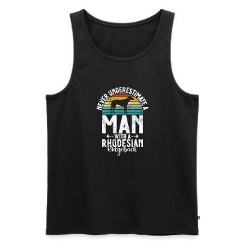 Rhodesian Ridgeback Gifts - Men's Premium Organic Tank Top - black - Front - Michal (187cm)