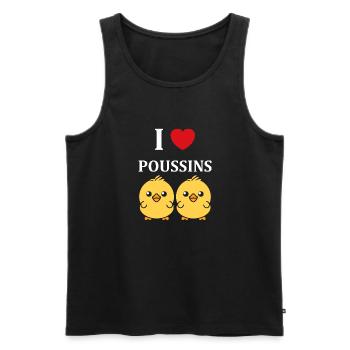 J'aime les poussins - Débardeur bio Premium Homme - noir - Devant - Michal (187cm)