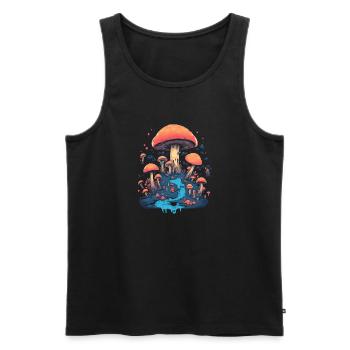 Mushroom | Fantasy Pilze Wald Natur Goa Festival - Männer Premium Bio Tank Top - Schwarz - Vorne - AI Model Male 178 light (178cm)