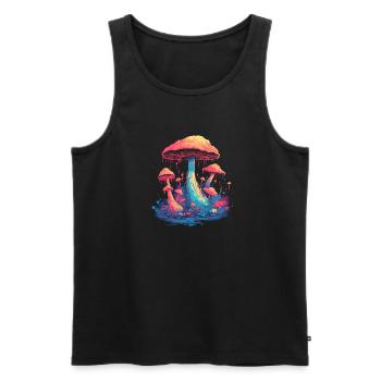 Mushroom | Fantasy Pilze Wald Natur Goa Festival - Männer Premium Bio Tank Top - Schwarz - Vorne - AI Model Male 178 light (178cm)