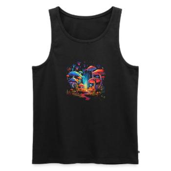Mushroom | Fantasy Pilze Wald Natur Goa Festival - Männer Premium Bio Tank Top - Schwarz - Vorne - Michal (187cm)