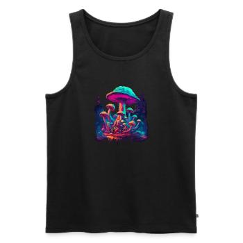 Mushroom | Fantasy Pilze Wald Natur Goa Festival - Männer Premium Bio Tank Top - Schwarz - Vorne - AI Model Male 178 light (178cm)