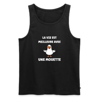 Humour petit mouette - Débardeur bio Premium Homme - noir - Devant - Michal (187cm)