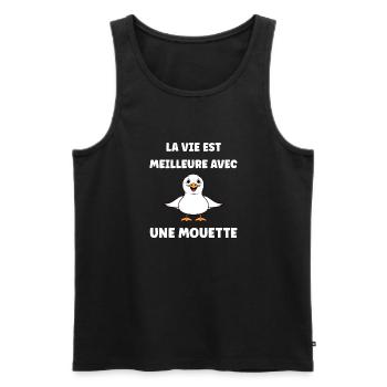 Humour petit mouette - Débardeur bio Premium Homme - noir - Devant - Michal (187cm)