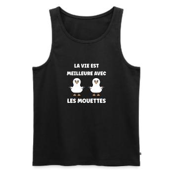 Humour petit mouette - Débardeur bio Premium Homme - noir - Devant - Michal (187cm)